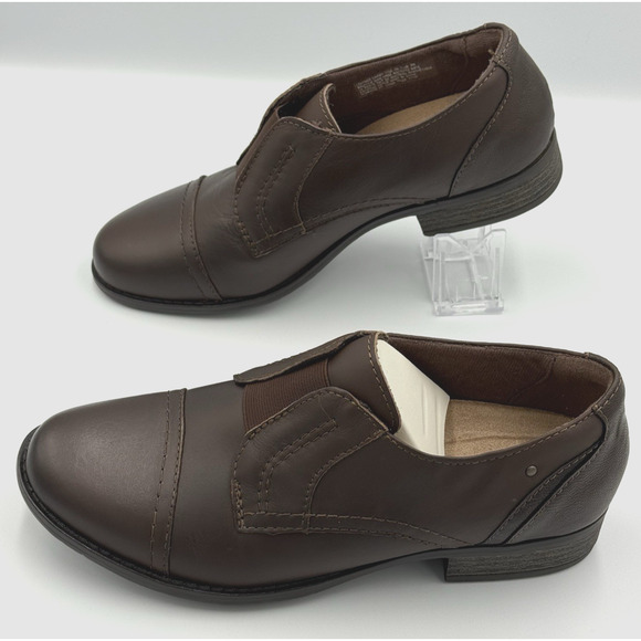 Earth Origins Navigate Nate Women's 9M Brown Leather Cap Toe Slip on New - Picture 4 of 9